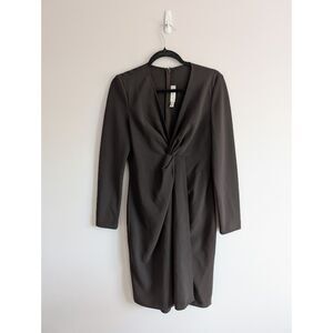 St. John Collection Brown Faux Wrap Midi Sheath Dress size 6 Orig. $795